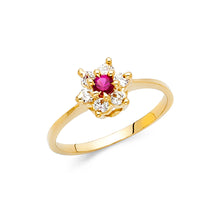 Ioka Jewelry - 14K Yellow Solid Gold Star Flower Cubic Zirconia CZ Fancy Ring