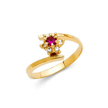 Ioka Jewelry - 14K Yellow Solid Gold Cubic Zirconia CZ Fancy Offset Ring