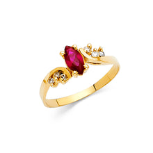 Ioka Jewelry - 14K Yellow Solid Gold Red Cubic Zirconia CZ Fancy Ring