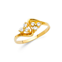 Ioka Jewelry - 14K Yellow Solid Gold Cubic Zirconia CZ Fancy Curvy Ring