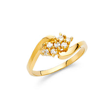 Ioka Jewelry - 14K Yellow Solid Gold Cubic Zirconia CZ Fancy Offset Ring
