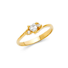 Ioka Jewelry - 14K Yellow Solid Gold Cubic Zirconia CZ Fancy Ring