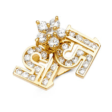 Ioka Jewelry - 14K Yellow Solid Gold Cubic Zirconia CZ 15 Years Quinceanera Birthday Motion Ring