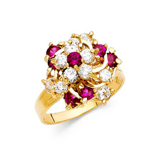 Ioka Jewelry - 14K Yellow Solid Gold Cubic Zirconia CZ Flower Motion Ring