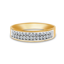 Ioka Jewelry - 14K Two Tone Solid Gold Cubic Zirconia CZ Ring Men's Band