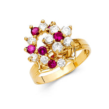 Ioka Jewelry - 14K Yellow Solid Gold Cubic Zirconia CZ Flower Motion Ring