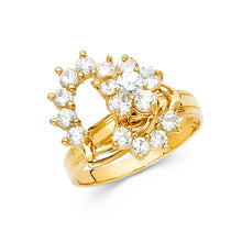 Ioka Jewelry - 14K Yellow Solid Gold Cubic Zirconia CZ Motion Ring