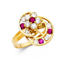 Ioka Jewelry - 14K Yellow Solid Gold Cubic Zirconia CZ Unique Motion Ring