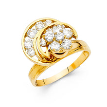 Ioka Jewelry - 14K Yellow Solid Gold Cubic Zirconia CZ Unique Motion Ring