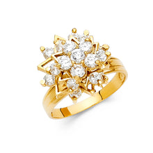 Ioka Jewelry - 14K Yellow Solid Gold Cubic Zirconia CZ Star Flower Motion Ring