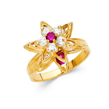 Ioka Jewelry - 14K Yellow Solid Gold Cubic Zirconia CZ Star Flower Motion Ring