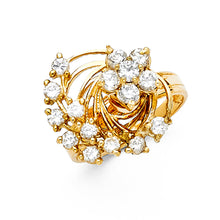 Ioka Jewelry - 14K Yellow Solid Gold Cubic Zirconia CZ Fancy Motion Ring