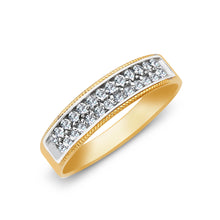 Ioka Jewelry - 14K Two Tone Solid Gold Cubic Zirconia CZ Ring Men's Band