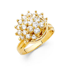 Ioka Jewelry - 14K Yellow Solid Gold Cubic Zirconia CZ Fancy Motion Ring