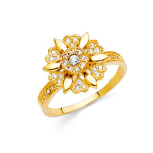 Ioka Jewelry - 14K Yellow Solid Gold Cubic Zirconia CZ Star Fancy Ring