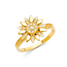 Ioka Jewelry - 14K Yellow Solid Gold Cubic Zirconia CZ Star Fancy Ring