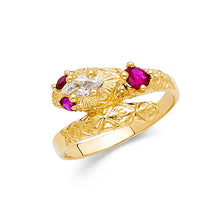 Ioka Jewelry - 14K Yellow Solid Gold Red Eyed Cubic Zirconia CZ Snake Fancy Ring