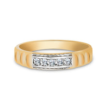 Ioka Jewelry - 14K Two Tone Solid Gold Cubic Zirconia CZ Ring Men's Band