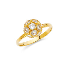 Ioka Jewelry - 14K Yellow Solid Gold Cubic Zirconia CZ Ball Fancy Ring