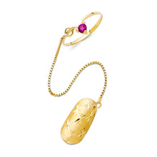 Ioka Jewelry - 14K Yellow Solid Gold Red Cubic Zirconia CZ Nail Ring