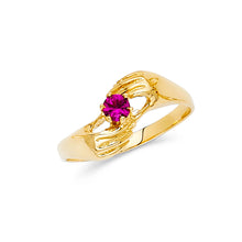 Ioka Jewelry - 14K Yellow Solid Gold Hands Cubic Zirconia CZ Fancy Ring