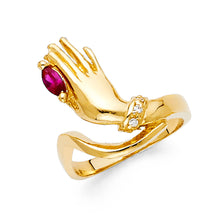Ioka Jewelry - 14K Yellow Solid Gold Hand Cubic Zirconia CZ Fancy Unique Ring