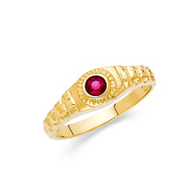 Ioka Jewelry - 14K Yellow Solid Gold Red Cubic Zirconia CZ Fancy Ring