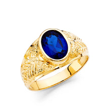 Ioka Jewelry - 14K Yellow Solid Gold Blue Cubic Zirconia CZ Ring