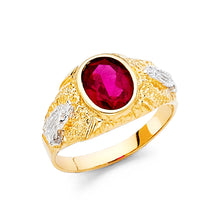 Ioka Jewelry - 14K Yellow Solid Gold Red Cubic Zirconia CZ Ring