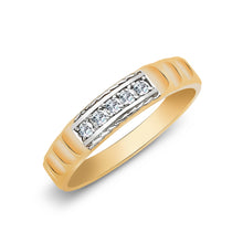 Ioka Jewelry - 14K Two Tone Solid Gold Cubic Zirconia CZ Ring Men's Band
