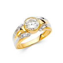 Ioka Jewelry - 14K Yellow Solid Gold Cubic Zirconia CZ Simple Ring