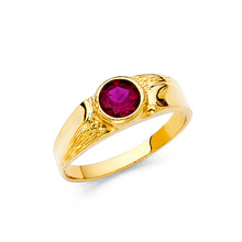 Ioka Jewelry - 14K Yellow Solid Gold Red Cubic Zirconia CZ Ring