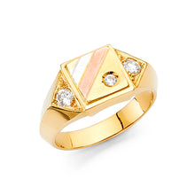 Ioka Jewelry - 14K Yellow Solid Gold Cubic Zirconia CZ Square Ring