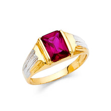 Ioka Jewelry - 14K Yellow Solid Gold Red Cubic Zirconia CZ Ring