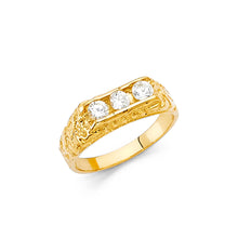 Ioka Jewelry - 14K Yellow Solid Gold Tri Stone Cubic Zirconia CZ Babies Ring