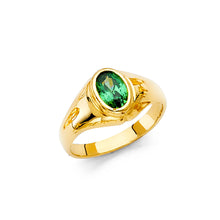 Ioka Jewelry - 14K Yellow Solid Gold Green Oval Cut Cubic Zirconia CZ Babies Ring