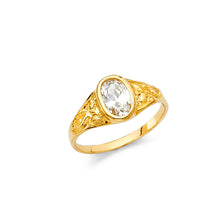 Ioka Jewelry - 14K Yellow Solid Gold Oval Cut Cubic Zirconia CZ Babies Ring