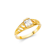 Ioka Jewelry - 14K Yellow Solid Gold Princess Cut Cubic Zirconia CZ Babies Ring