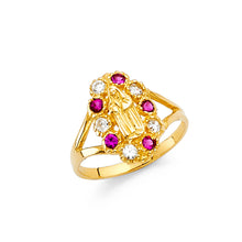 Ioka Jewelry - 14K Yellow Solid Gold Cubic Zirconia CZ Our Lady of Guadalupe Babies Ring