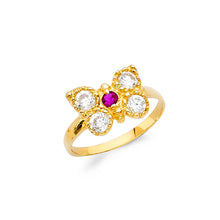Ioka Jewelry - 14K Yellow Solid Gold Red Cubic Zirconia CZ Butterfly Babies Ring