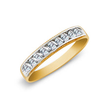 Ioka Jewelry - 14K Two Tone Solid Gold Cubic Zirconia CZ Ring Men's Band