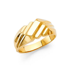 Ioka Jewelry - 14K Yellow Solid Gold Stripped Nugget Ring