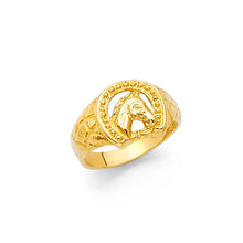 Ioka Jewelry - 14K Yellow Solid Gold Lucky Horseshoe Small Babies Ring