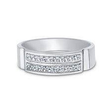 Ioka Jewelry - 14K White Solid Gold Cubic Zirconia CZ Ring Men's Band