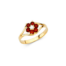 Ioka Jewelry - 14K Yellow Solid Gold Cubic Zirconia CZ January Birth Stone Flower Babies Ring