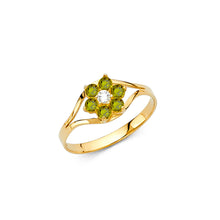 Ioka Jewelry - 14K Yellow Solid Gold Cubic Zirconia CZ August Birth Stone Flower Babies Ring