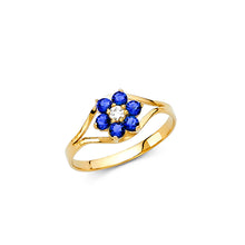 Ioka Jewelry - 14K Yellow Solid Gold Cubic Zirconia CZ September Birth Stone Flower Babies Ring