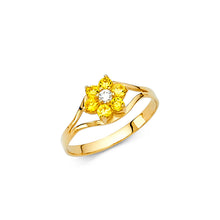 Ioka Jewelry - 14K Yellow Solid Gold Cubic Zirconia CZ November Birth Stone Flower Babies Ring