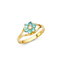 Ioka Jewelry - 14K Yellow Solid Gold Cubic Zirconia CZ Dec Birth Stone Flower Babies Ring
