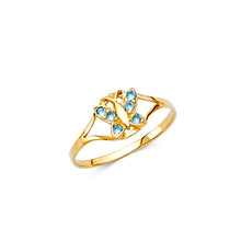 Ioka Jewelry - 14K Yellow Solid Gold Cubic Zirconia CZ March Birth Stone Butterfly Babies Ring